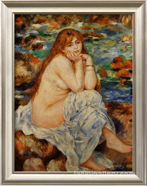 Bather Seated on a Sand Bank by Pierre Auguste Renoir paintings reproduction